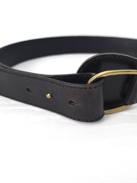 Women\'s Lauren Ralph Lauren Wide Black Leather D-Ring Belt Medium main image 10